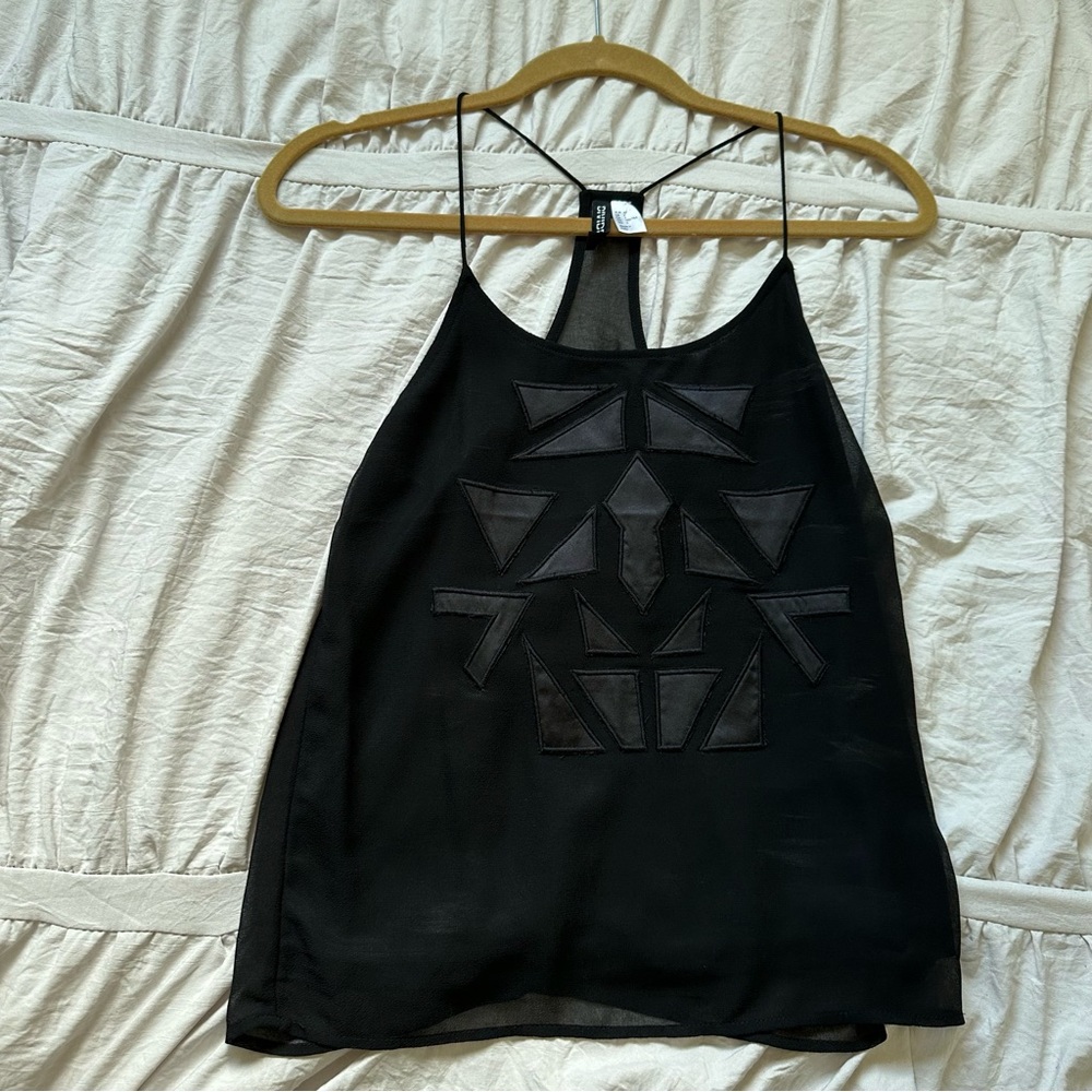 Black tank with geometric design